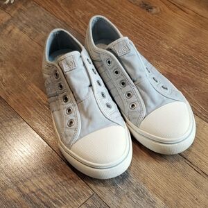 S.Oliver sky blue canvas slip-on sneakers